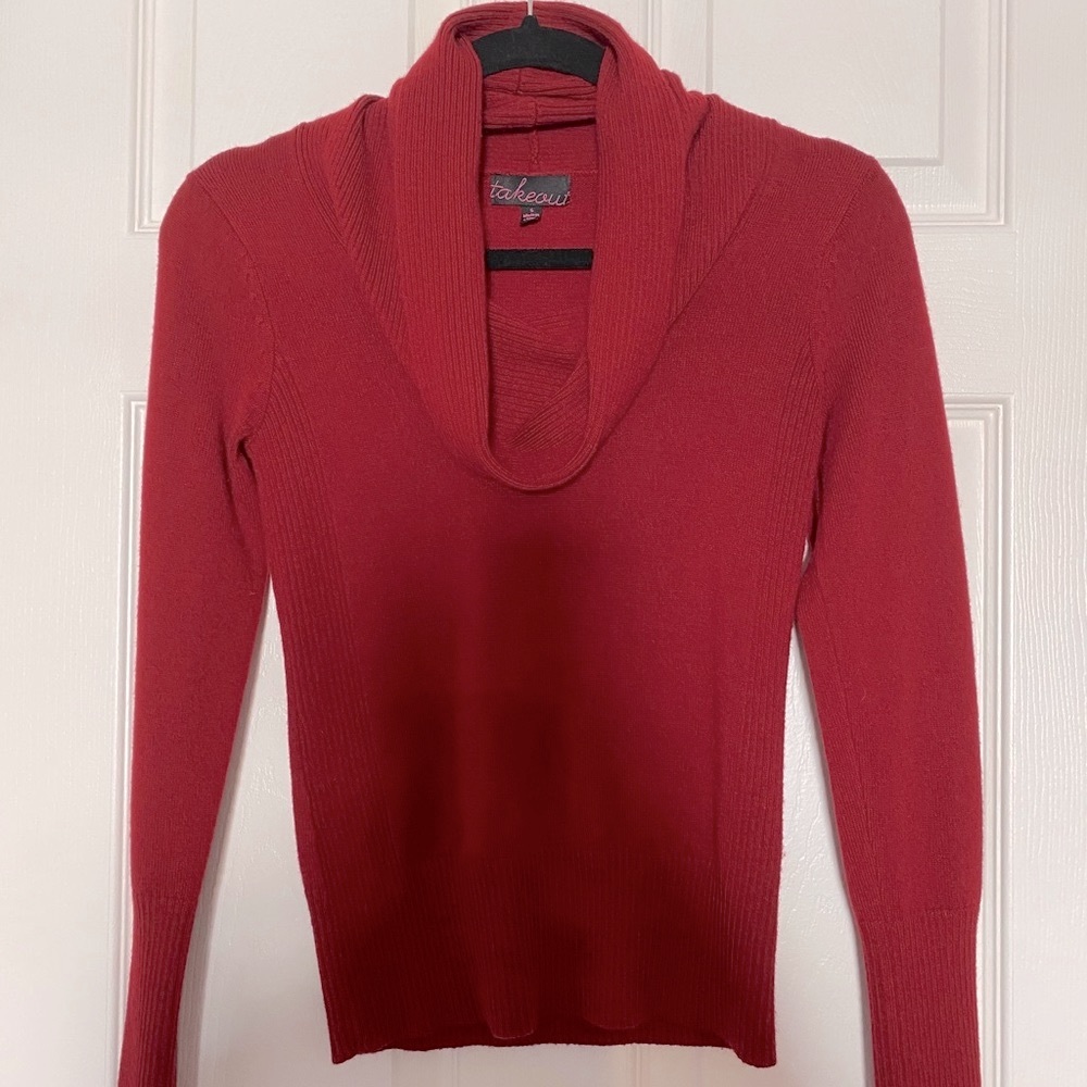 Takeout Deep Burgundy/Red Loose Turtle Neck Sweater EUC Sz. Small juniors.